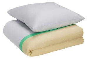 Bijela/bež pamučna posteljina za krevet za jednu osobu 140x200 cm Block – Hübsch