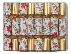 Božićni praskavci u setu od 8 kom Gold Floral Robin - Robin Reed