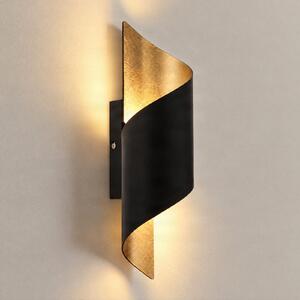 Lindby zidna lampa Desirio, crna/zlatna, 35cm, metal, prigušiva, Crno, Dnevni boravak/blagovaonica, Metal