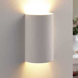 Lindby zidna lampa Colja, okrugla, visina 16 cm, gips, bijela, prigušiva, Bijela, Dnevni boravak/blagovaonica, Gips / glina