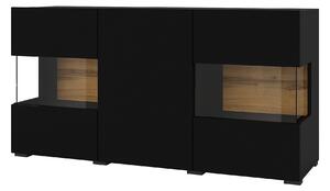 Zondo.hr Vitrina Avernic tip 25 (onyx crna + hrast wotan). Akcija -16%. 1042065
