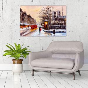 Slika -Slikani zimski grad (90x60 cm)