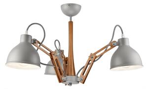 Siva viseća svjetiljka za 3 žarulje Lamkur Marcello
