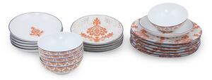 24-dijelni bijelo-narančasti set porculanskog posuđa Kütahya Porselen Ornaments