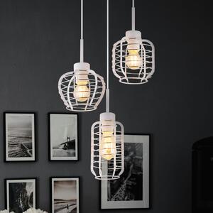 Globo Nesa viseća svjetiljka, Ø 37 cm, bijela/krom, metal, 3 svjetla, prigušiva, Bijela, Dnevni boravak/blagovaonica, Metal