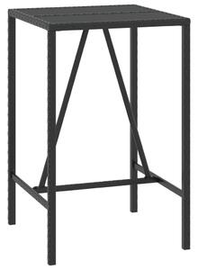 VidaXL Barski stol sa staklenom pločom crni 70x70x110 cm od poliratana