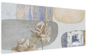 Slika - Slikano cvijeće sa teksturom (120x50 cm)