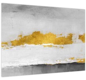 Slika - Zlatni i sivi potezi (70x50 cm)