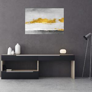 Slika - Zlatni i sivi potezi (90x60 cm)