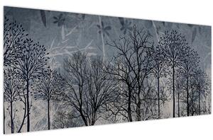 Slika - Siluete stabala s lišćem (120x50 cm)
