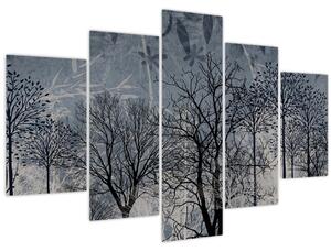 Slika - Siluete stabala s lišćem (150x105 cm)