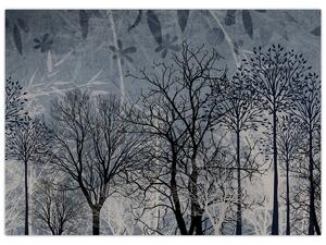 Slika - Siluete stabala s lišćem (70x50 cm)