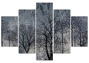 Slika - Siluete stabala s lišćem (150x105 cm)