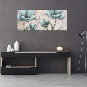 Slika - Cvijeće na teksturi (120x50 cm)