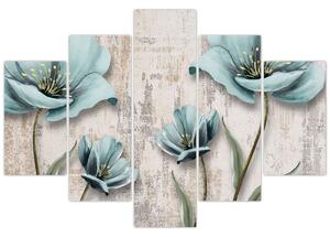 Slika - Cvijeće na teksturi (150x105 cm)