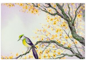 Slika - Akvarel ptica na drvetu (90x60 cm)
