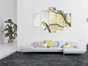 Slika - Akvarel ptica na drvetu (150x105 cm)