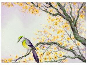 Slika - Akvarel ptica na drvetu (70x50 cm)