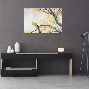 Slika - Akvarel ptica na drvetu (90x60 cm)
