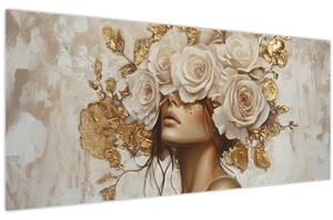 Slika - Djevojka s ružama (120x50 cm)