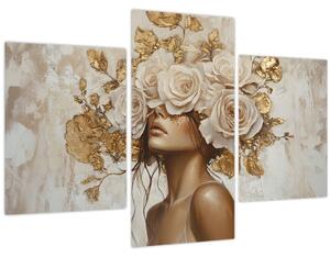 Slika - Djevojka s ružama (90x60 cm)