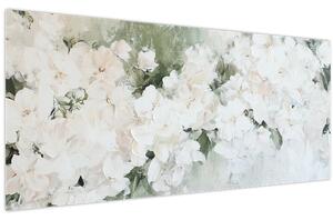 Slika - Apstrakcija bijelog cvijeća (120x50 cm)