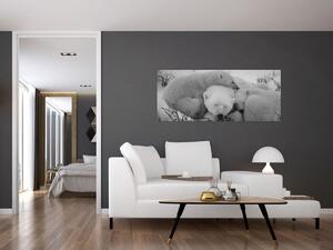 Slika - Polarni medvjedi, crno-bijela (120x50 cm)