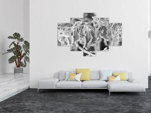 Slika - Smrznuto lišće, crno-bijela (150x105 cm)
