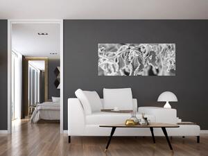 Slika - Smrznuto lišće, crno-bijela (120x50 cm)