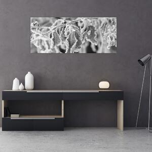Slika - Smrznuto lišće, crno-bijela (120x50 cm)