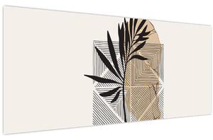 Slika - Apstrakcija s tropskim lišćem N⁰1 (120x50 cm)