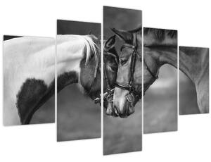 Slika - Zaljubljeni konji, crno-bijela (150x105 cm)