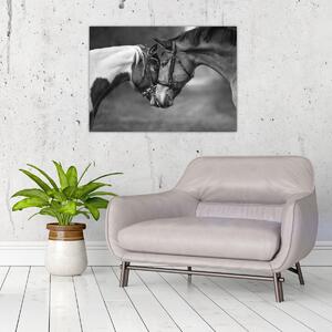 Slika - Zaljubljeni konji, crno-bijela (70x50 cm)