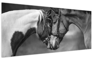 Slika - Zaljubljeni konji, crno-bijela (120x50 cm)