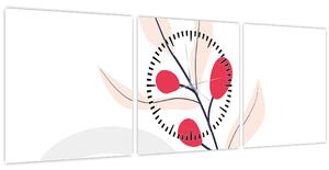 Slika - Ružičasta cvjetna apstrakcija N⁰3 (sa satom) (90x30 cm)