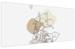 Slika - Bež cvijeće s leptirom N⁰1 (120x50 cm)