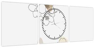 Slika - Bež cvijeće s leptirom N⁰2 (sa satom) (90x30 cm)