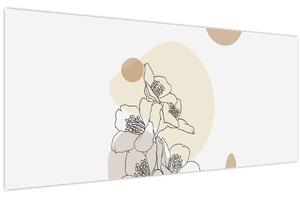 Slika - Bež cvijeće s leptirom N⁰4 (120x50 cm)