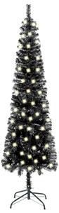 VidaXL Usko božićno drvce s LED svjetlima 120 cm crno