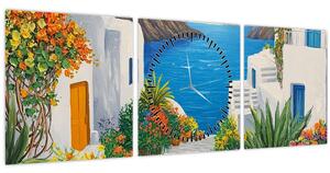 Slika - Grčka uličica (sa satom) (90x30 cm)