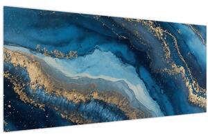 Slika - Plava mramorna apstrakcija (120x50 cm)