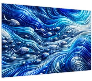 Slika – Ribe u valovima (90x60 cm)
