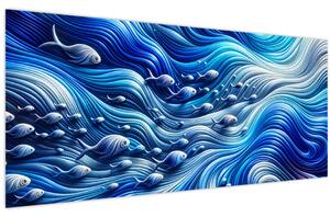 Slika – Ribe u valovima (120x50 cm)