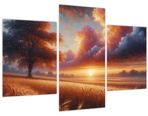 Slika – Zalazak sunca na polju (90x60 cm)