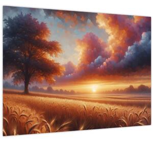 Slika – Zalazak sunca na polju (70x50 cm)