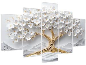 Slika – 3D elegantno drvo života puno cvijeća (150x105 cm)