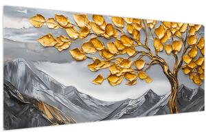 Slika – Drvo sa zlatnim lišćem (120x50 cm)