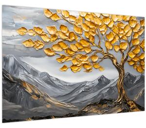 Slika – Drvo sa zlatnim lišćem (90x60 cm)