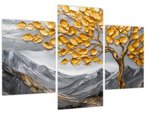 Slika – Drvo sa zlatnim lišćem (90x60 cm)