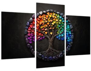 Slika – Drvo puno šarenih srca (90x60 cm)